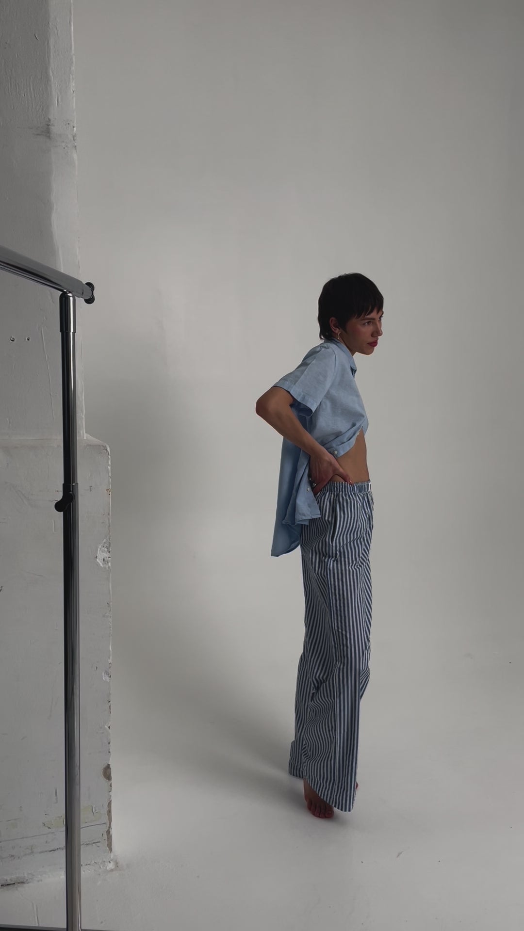Classic Long Pant - Striped Adriatic Blue
